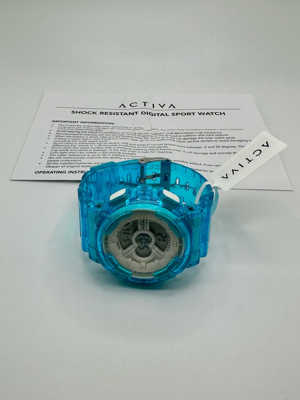 NWT✨ Activa Shock Resistant Digital Sport Watch Transparent Blue